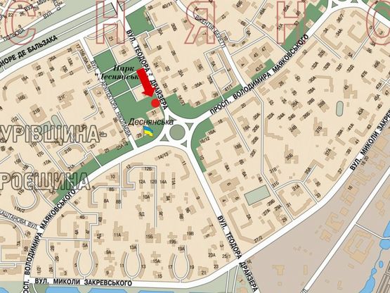 Схема рекламной плоскости по адресу Драйзера ул. / Маяковского пр., кинотеатр "Флоренция", в сторону Маяковского пр.