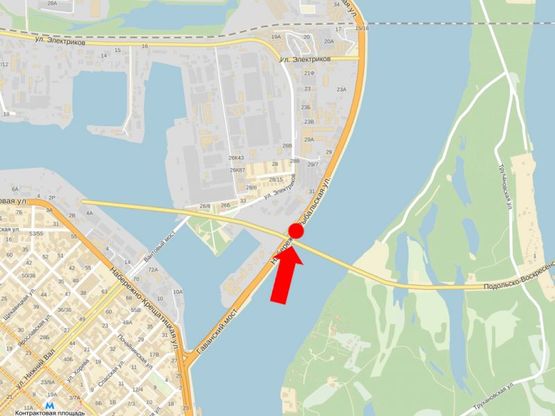 Схема рекламной плоскости по адресу Набережно-Рыбальская ул., 170м от Подольско-Воскресенский мост, в сторону мост Московский