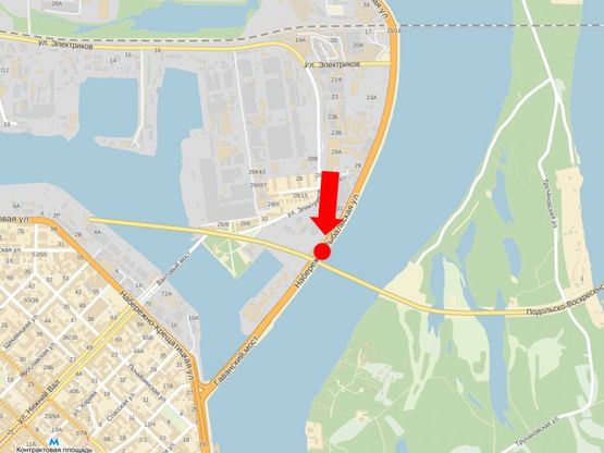 Схема рекламной плоскости по адресу Набережно-Рыбальская ул., 170м до мост Подольско-Воскресенский, в сторону Набережно-Крещаткскцкая ул.