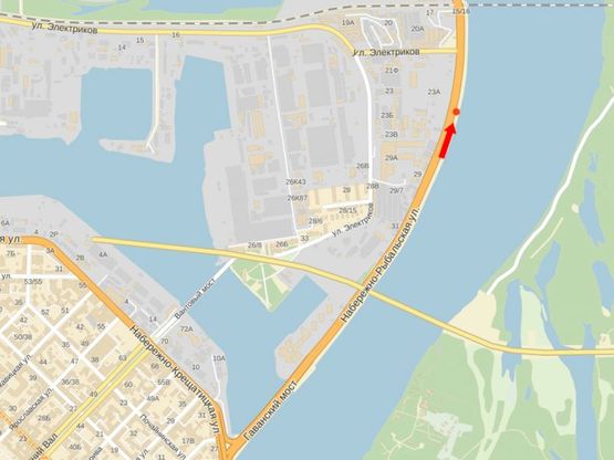 Схема рекламної площини за адресою Набережно-Рыбальская ул., 770м от мост Подольско-Воскресенский, в сторону мост Московский