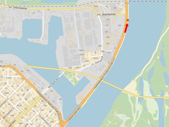 Схема рекламной плоскости по адресу Набережно-Рыбальская ул., 900м от мост Подольско-Воскресенский, в сторону мост Московский