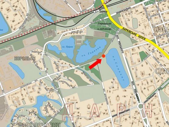 Схема рекламной плоскости по адресу Здолбуновская ул., 300 м от Драгоманова ул., в сторону Харьковское шоссе, Ревуцкого ул.