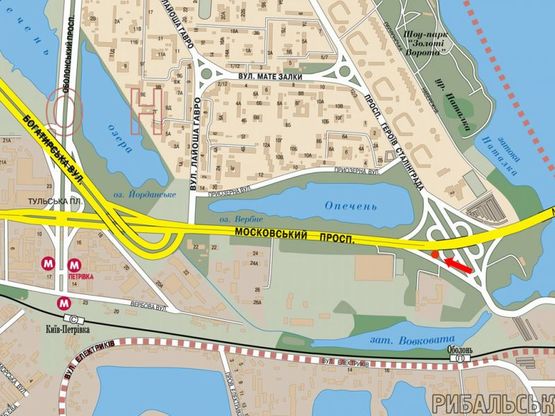 Схема рекламної площини за адресою Бандеры пр. (бывш. Московский пр.) / Героев Сталинграда пр., заезд с Героев Сталинграда пр., на мост Московский