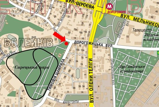 Схема рекламной плоскости по адресу Дорогожицкая ул. / Шамрыла ул., на светофоре, в сторону Телиги ул., ст. м. "Дорогожичи"