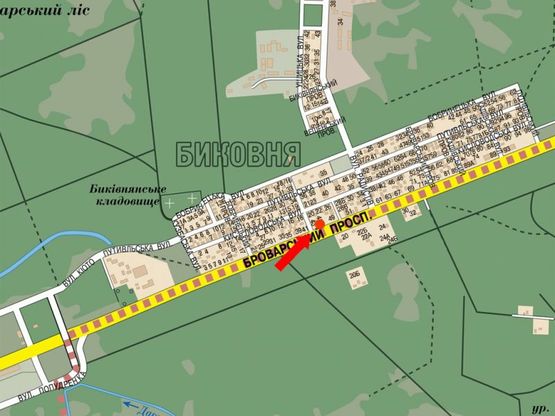 Схема рекламної площини за адресою Броварской пр., 43, выезд из Киева в сторону Броваров