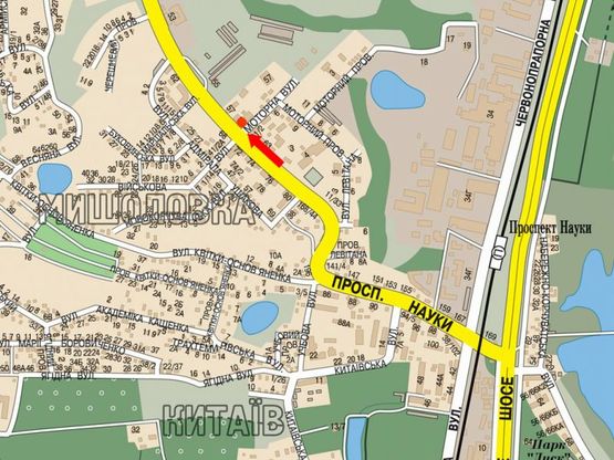 Схема рекламної площини за адресою Науки пр., 59 / Моторная ул., в сторону Демеевская пл. (бывш. Московская пл.), из центра