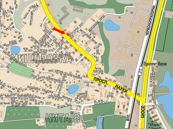 Схема рекламной плоскости по адресу Науки пр., 59 / Моторная ул., в сторону Столичное шоссе