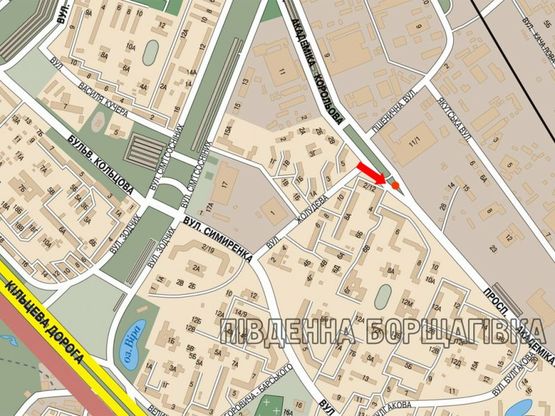 Схема рекламной плоскости по адресу Королева пр., 4, напротив, разделитель, в сторону Симиренка ул.