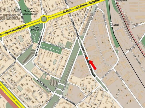 Схема рекламной плоскости по адресу Семьи Сосниных ул., 9, напротив, в сторону Курбаса пр.