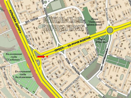 Схема рекламной плоскости по адресу Курбаса пр., 15, в центр