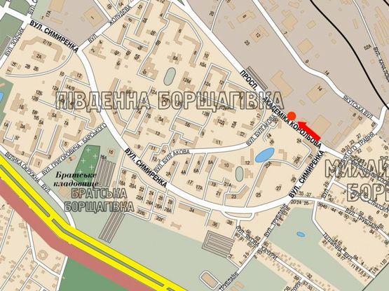 Схема рекламной плоскости по адресу Королева пр. / Булгакова ул., возле супермаркета "Сильпо", в сторону Курбаса пр.