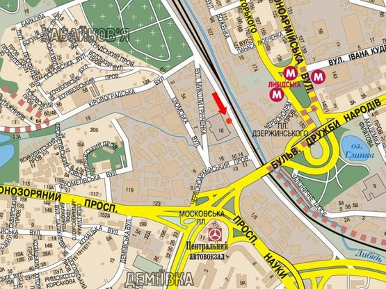 Схема рекламной плоскости по адресу Гринченко ул., 18 / Кировоградская ул., автосалон "Citroen", в сторону Саперно-Слободская ул.