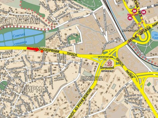 Схема рекламной плоскости по адресу Лобановского пр. (бывш. Краснозвездный пр.), 130, в сторону Московская пл.