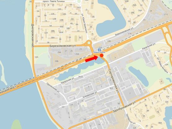 Схема рекламної площини за адресою Дарницкое шоссе / Сортировочная ул., жд станция "Левый берег", в центр