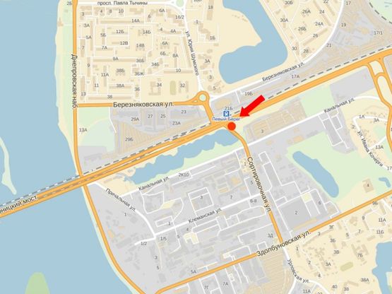 Схема рекламной плоскости по адресу Дарницкое шоссе / Сортировочная ул., жд станция "Левый берег", в центр