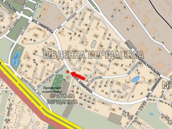 Схема рекламной плоскости по адресу Симиренка ул., 16, в сторону рынка, ТРЦ "Караван"