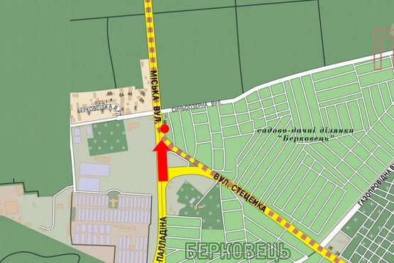 Схема рекламної площини за адресою Городская ул. / Стеценка ул., возле магазина "Ашан", "Новус", из центра