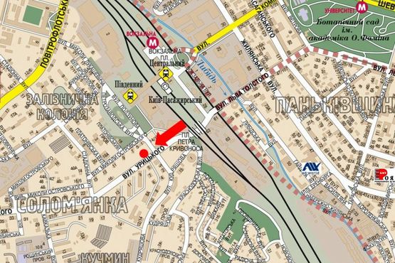 Схема рекламної площини за адресою Липковского ул. (бывш. Урицкого ул.) / Кудряшова ул., напротив "Ультрамарин", в сторону Соломенская пл.