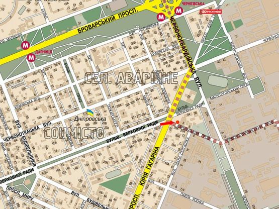 Схема рекламной плоскости по адресу Карельский пер., 3, возле супермаркета "Сильпо", в сторону Хоткевича ул. (бывш. Красногвардейской ул.)