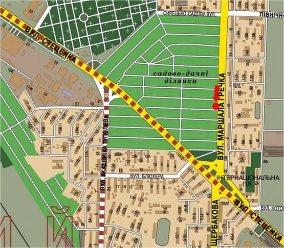 Схема рекламной плоскости по адресу Гречко ул., 10, напротив, в сторону Щербаковского ул. (бывш. Щербакова ул.)