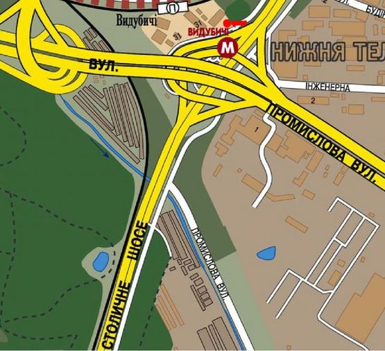 Схема рекламной плоскости по адресу Столичное шоссе, ас "Выдубичи", ст. м. "Выдубичи", выезд с ас, левый