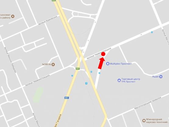 Схема рекламной плоскости по адресу Красноткацкая ул., 40, возле ТРЦ "Проспект", супермаркеты "Ашан", "Фокстрот"