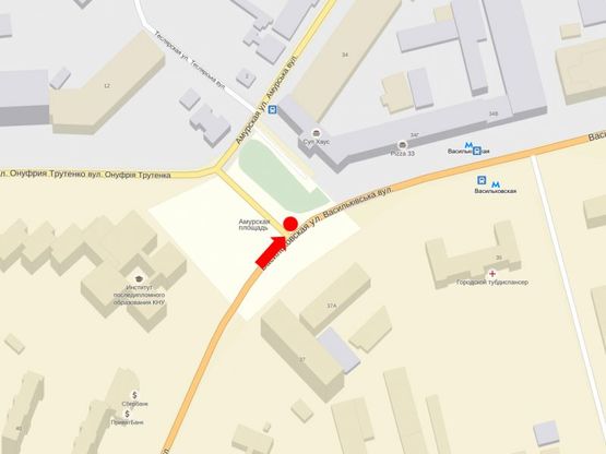 Схема рекламной плоскости по адресу Васильковская ул. / Амурская пл., ст. м. "Васильковская", на светофоре, в центр