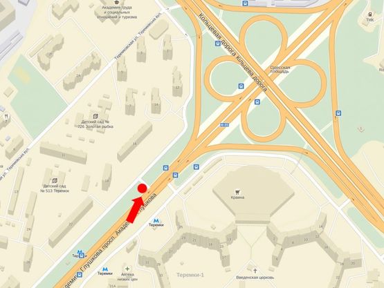 Схема рекламної площини за адресою Глушкова пр., 18, ст. м. "Теремки", напротив ТРЦ "Магеллан", в центр