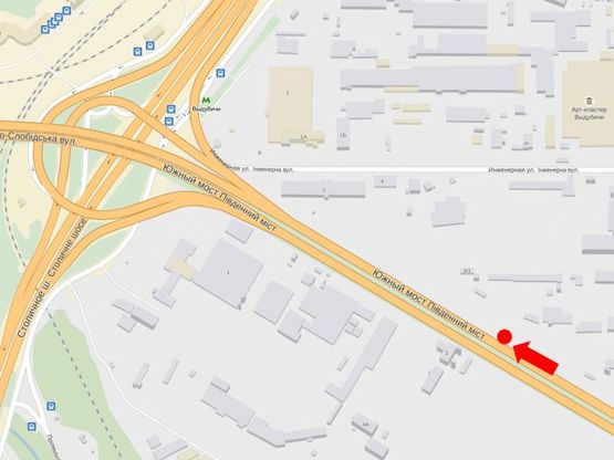 Схема рекламной плоскости по адресу Промышленная ул., мост Южный, в центр