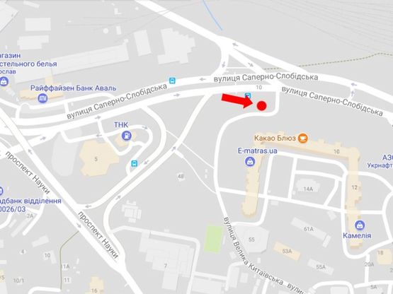 Схема рекламної площини за адресою Саперно-Слободская ул., 8 / Гринченка ул., развязка, в сторону супермаркета "Leroy Merlin", мост Южный