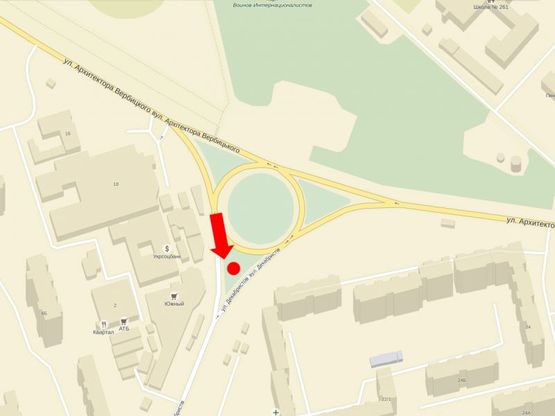 Схема рекламной плоскости по адресу Вербицкого ул. / Декабристов ул., на разделителе, возле супермаркетов "Велика Кишеня", "Фокстрот"