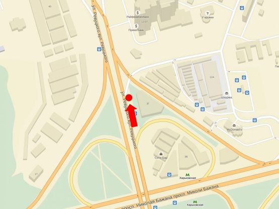 Схема рекламної площини за адресою Ревуцкого ул. / Декабристов ул., в сторону Тростянецкая ул.