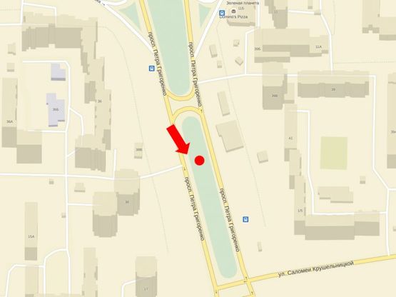 Схема рекламної площини за адресою Григоренко пр. / Крушельницкой ул., в сторону супермаркетов "Эпицентр", "METRO"