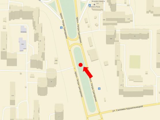 Схема рекламної площини за адресою Григоренко пр. / Крушельницкой ул., в сторону Бажана пр.