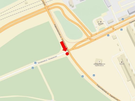 Схема рекламної площини за адресою Харьковское шоссе / ул. Тепловозная, на светофоре, в сторону Харьковской пл.