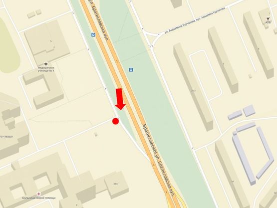 Схема рекламной плоскости по адресу Братиславская ул., 3, возле рынка "Юность", в сторону ст. м. "Черниговская"