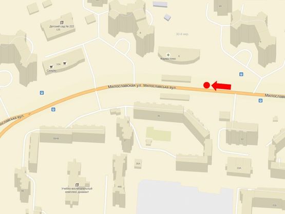 Схема рекламной плоскости по адресу Милославская ул., 6, ТЦ "Милославский", супермаркет "Велика кишеня"