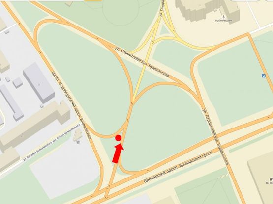 Схема рекламної площини за адресою Освободителей пр. / Броварской пр., в сторону Перова бул.