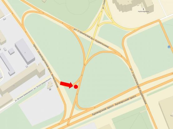 Схема рекламной плоскости по адресу Освободителей пр. / Броварской пр., в сторону Броварской пр.