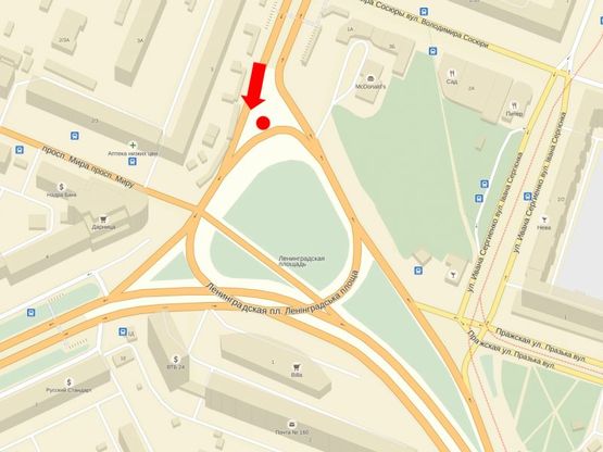 Схема рекламной плоскости по адресу Дарницкая пл. (бывш. Ленинградская пл.), в сторону Гагарина пр.