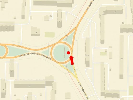 Схема рекламной плоскости по адресу Героев Днепра ул. / Гайдай ул., разделительная клумба, в сторону ст. м. "Героев Днепра", Богатырской ул., Полярной