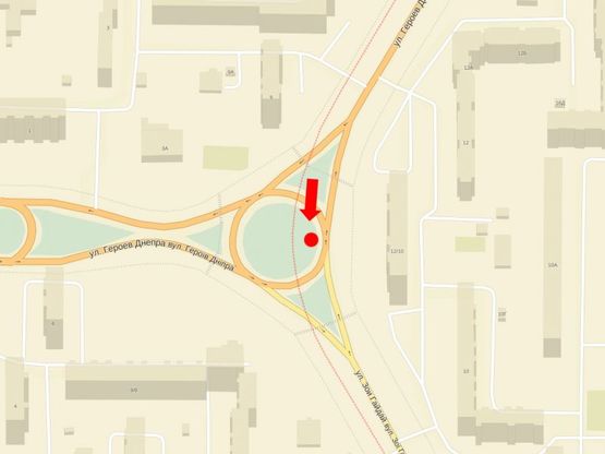 Схема рекламной плоскости по адресу Героев Днепра ул. / Гайдай ул., на клумбе, в сторону ст. м. "Минская", Богатырская ул., Полярная ул.