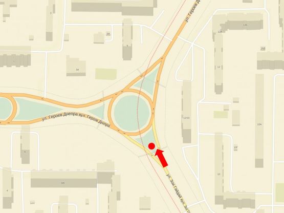 Схема рекламної площини за адресою Героев Днепра ул. / Гайдай ул., разделительная клумба, в сторону ст. м. "Героев Днепра", Богатырской ул., Полярной