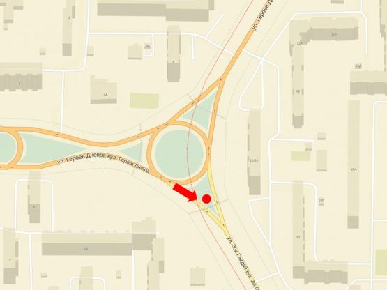 Схема рекламной плоскости по адресу Героев Днепра ул. / Гайдай ул., разделительная клумба, в сторону ст. м. "Минская", Богатырской ул., Полярной