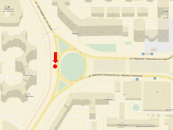 Схема рекламной плоскости по адресу Тимошенко ул., 13А, на развязке