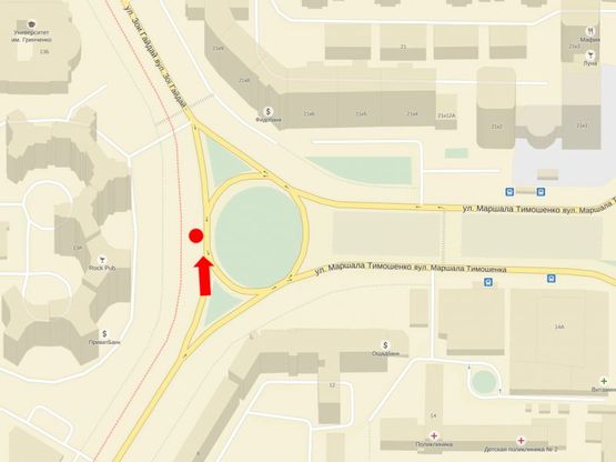 Схема рекламної площини за адресою Тимошенко ул., 13А, на развязке