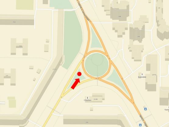 Схема рекламної площини за адресою Героев Сталинграда пр. / Малиновского ул., на клумбе, в сторону Малиновского ул.