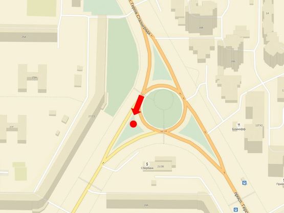 Схема рекламной плоскости по адресу Героев Сталинграда пр. / Малиновского ул., на клумбе, в сторону Героев Сталинграда пр.