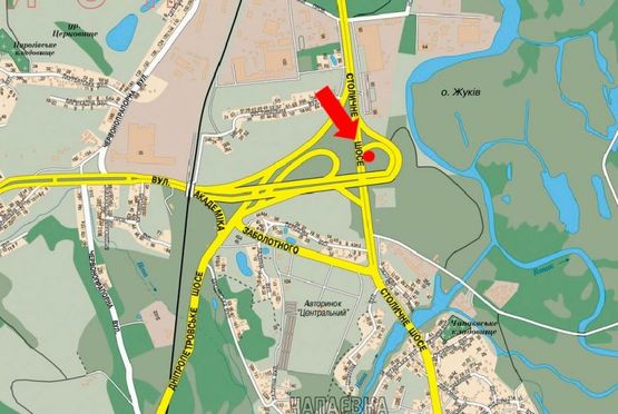 Схема рекламной плоскости по адресу Столичное шоссе, напротив ТЦ Домосфера, в сторону Конче-Заспы