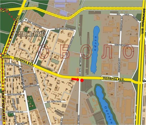 Схема рекламной плоскости по адресу Полярная ул., 10, напротив магазина "АТЛ", в сторону Богатырской ул.